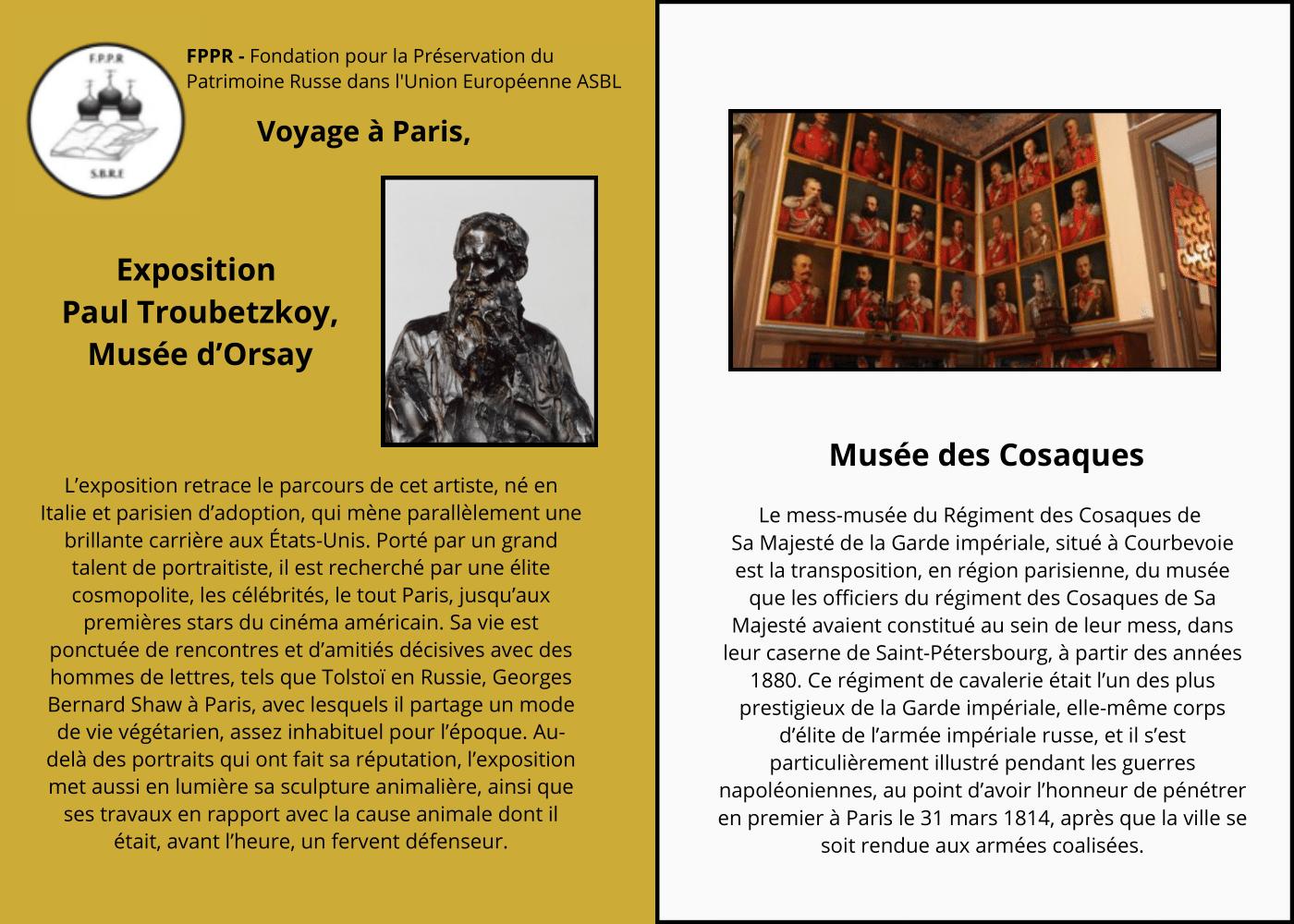 RC Affiche. FPPR. Voyage à Paris. Exposition Paul Troubetzkoy, Musée d'Orsay. Musée des Cosaques Pierre Kouteynikoff. 02 2025-10-25.jpg